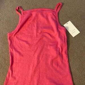 High neck pink tank